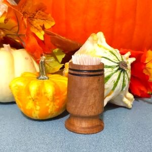 Hand carved wood shot glass/ tooth pick holder/ candle stick holder